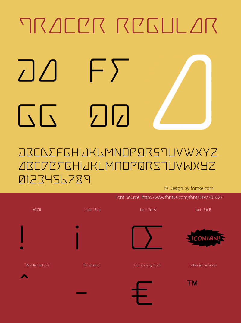 Tracer Version 3.0; 2015 Font Sample