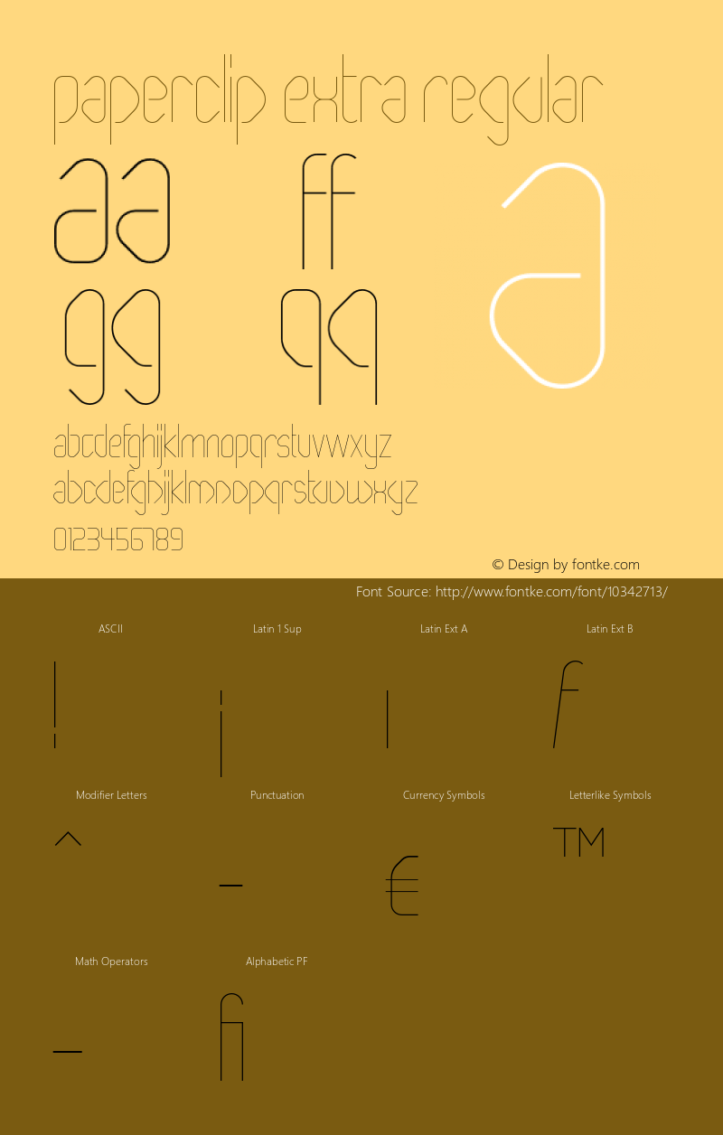 Paperclip Extra Regular Version 1.003 Font Sample