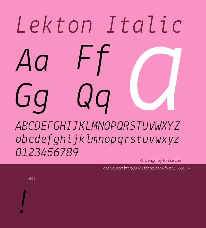 Lekton Version 1.0 Font Sample