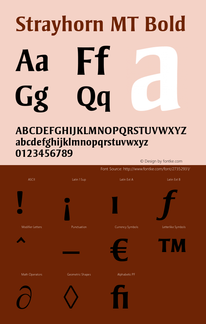 Strayhorn MT Bold Version 1.00 - December 2000 Font Sample