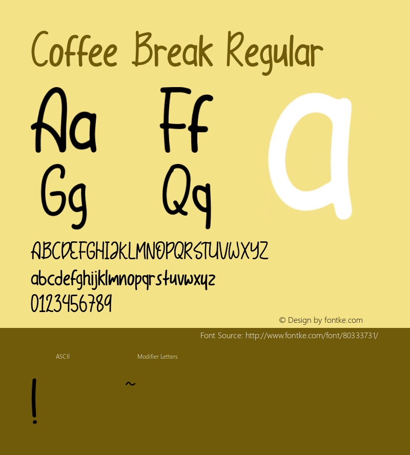 Coffee Break Version 1.000 Font Sample