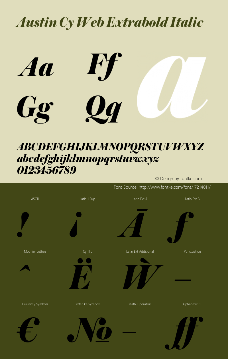 Austin Cy Web Extrabold Italic Version 1.1 2016 Font Sample