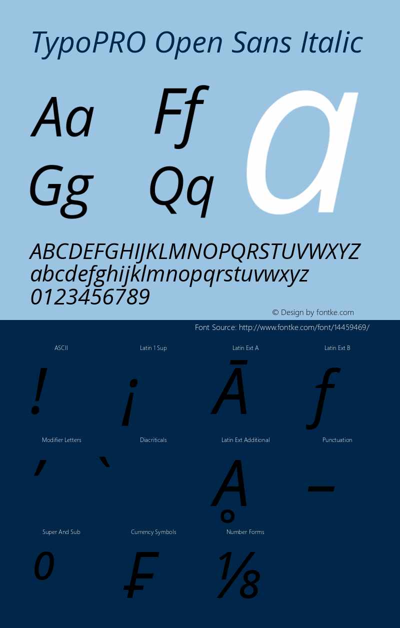 TypoPRO Open Sans Italic Version 1.10 Font Sample
