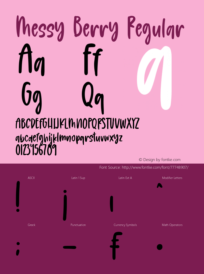 Messy Berry Version 1.00;September 8, 2020;FontCreator 11.5.0.2430 64-bit Font Sample