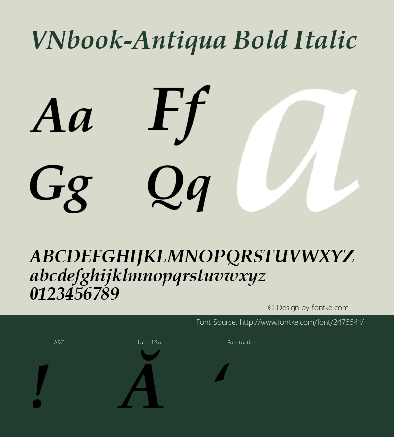 VNbook-Antiqua Bold Italic 1.0 Sat Jul 15 13:19:03 1995 Font Sample