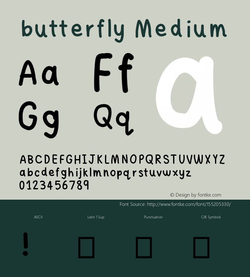 butterfly Version 001.000 Font Sample