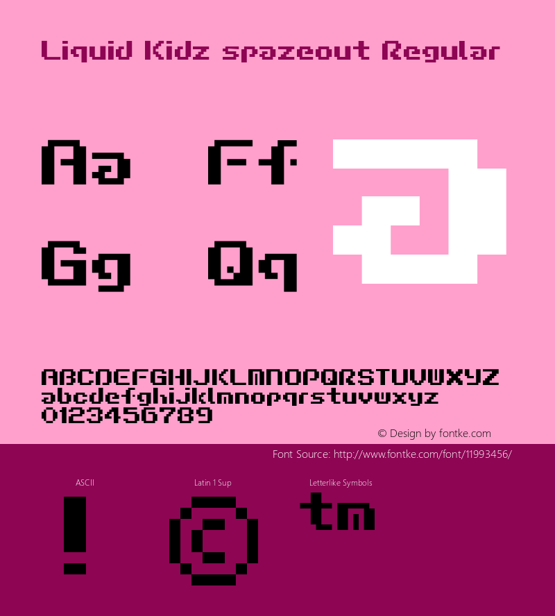 Liquid Kidz spazeout Regular 1.0 Font Sample