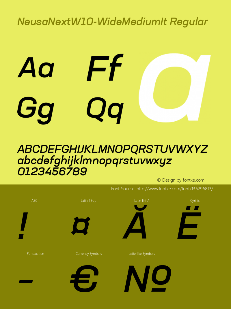 Neusa Next W10 Wide Medium It Version 1.20 Font Sample