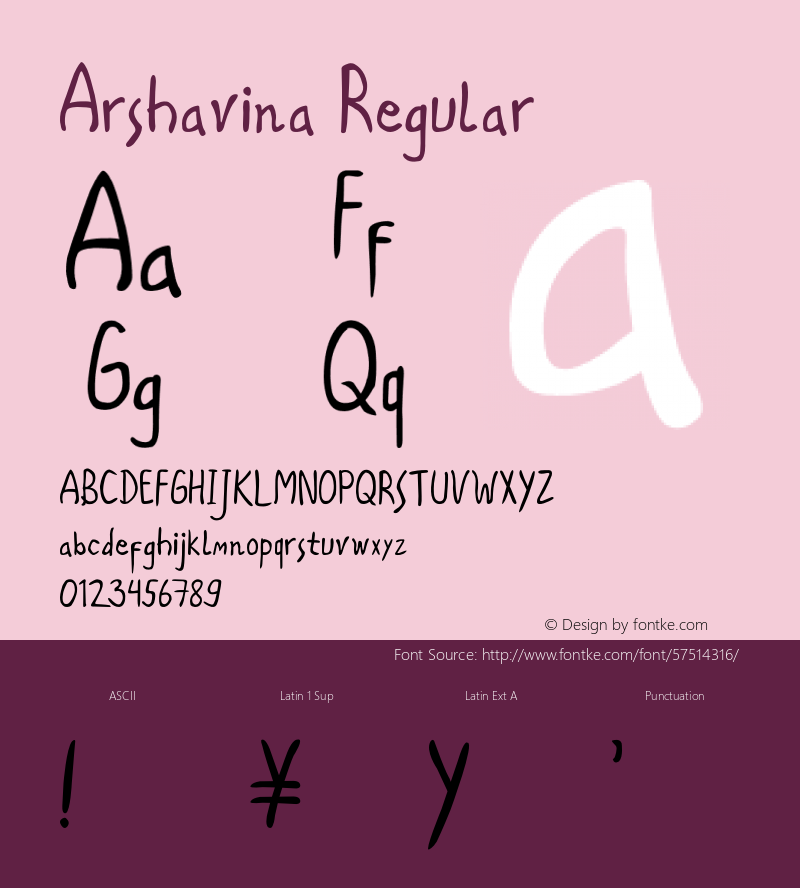 Arshavina Version 1.002;Fontself Maker 3.3.0 Font Sample