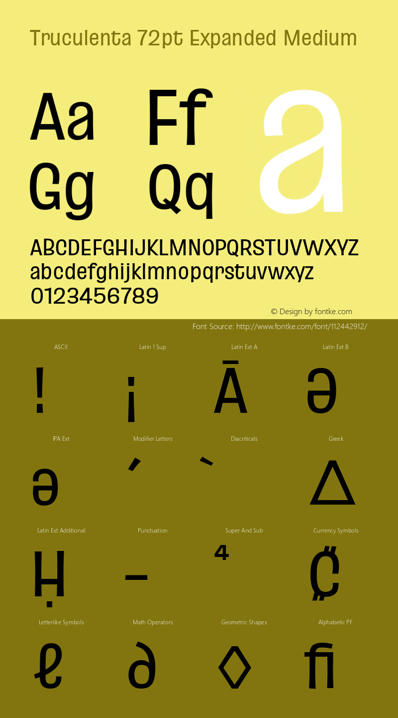 Truculenta 72pt Expanded Medium Version 1.002; ttfautohint (v1.8.3) Font Sample