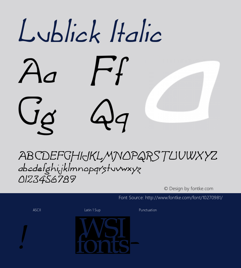 Lublick Italic Macmillan Computer Publishing Font Sample