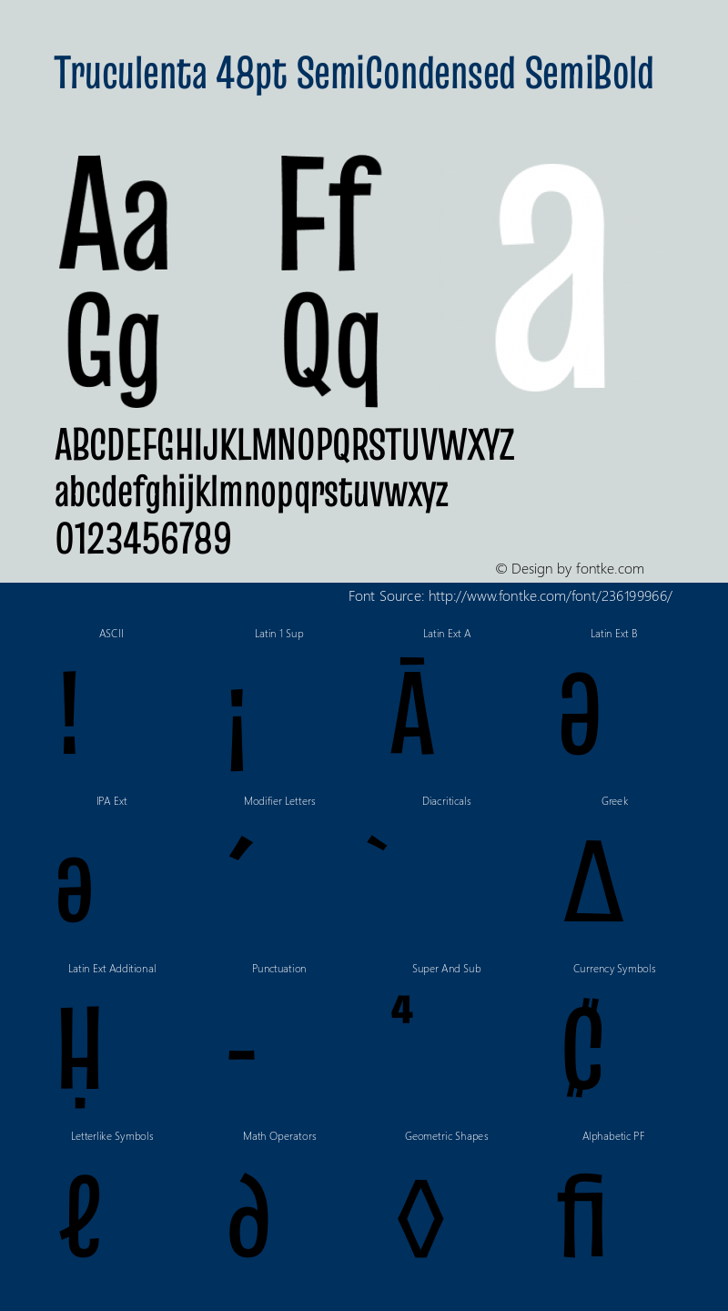 Truculenta 48pt SemiCondensed SemiBold Version 1.002图片样张