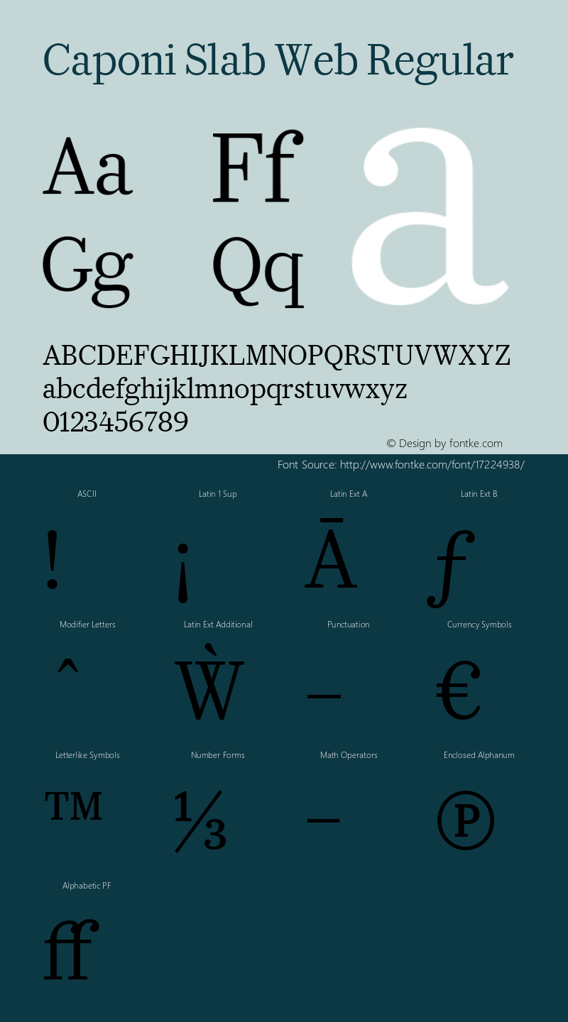 Caponi Slab Web Regular Version 1.1 2010 Font Sample