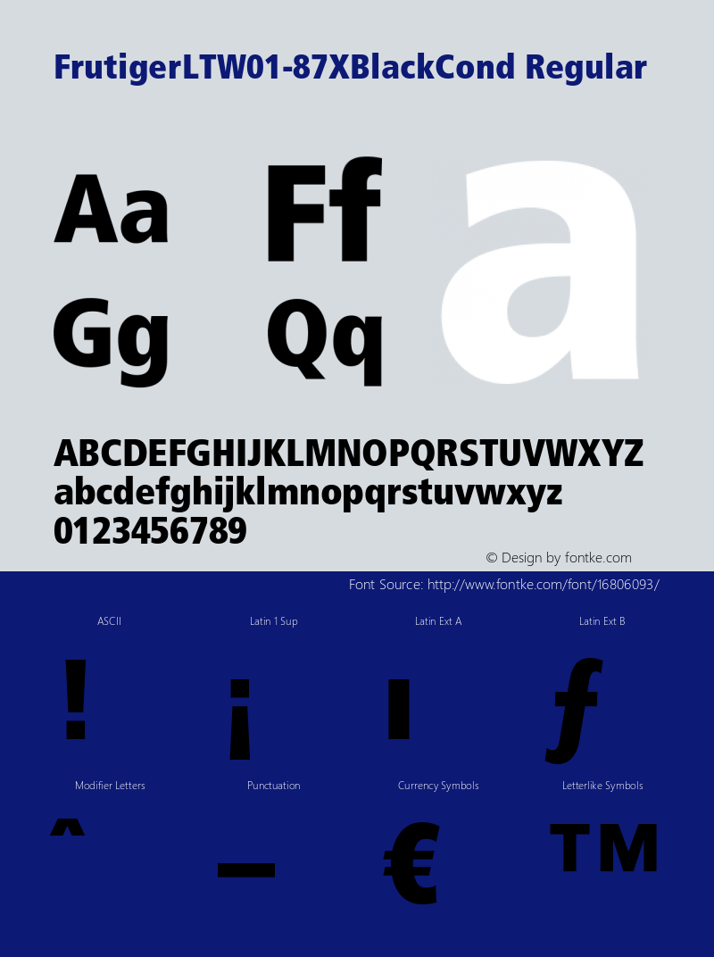 FrutigerLTW01-87XBlackCond Regular Version 1.00 Font Sample