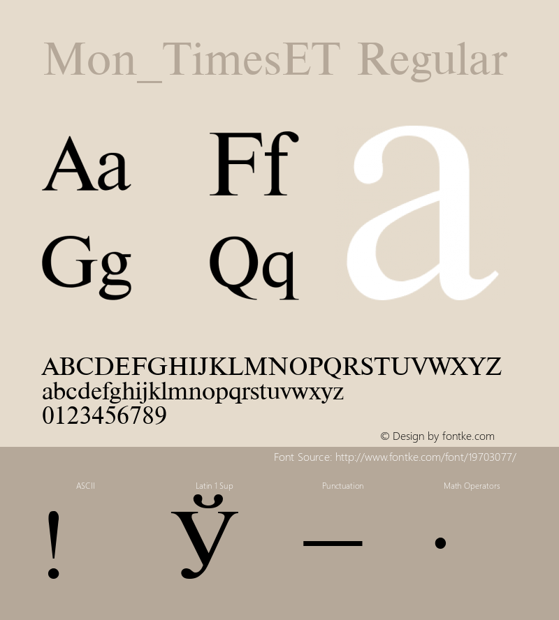 Mon_TimesET Converted from t:\TIMETN.TF1 by ALLTYPE Font Sample