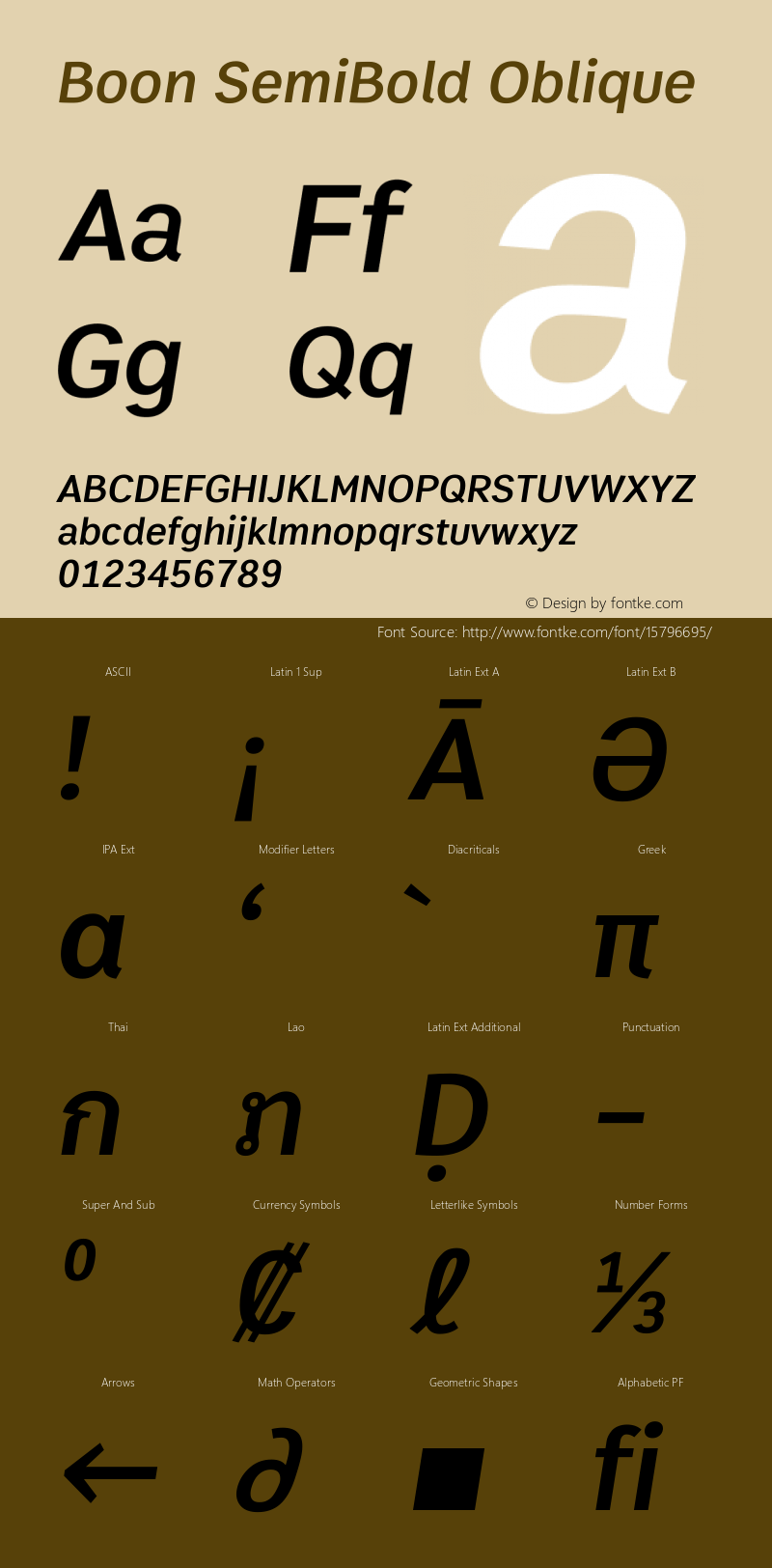 Boon SemiBold Oblique Version 1.0 Font Sample