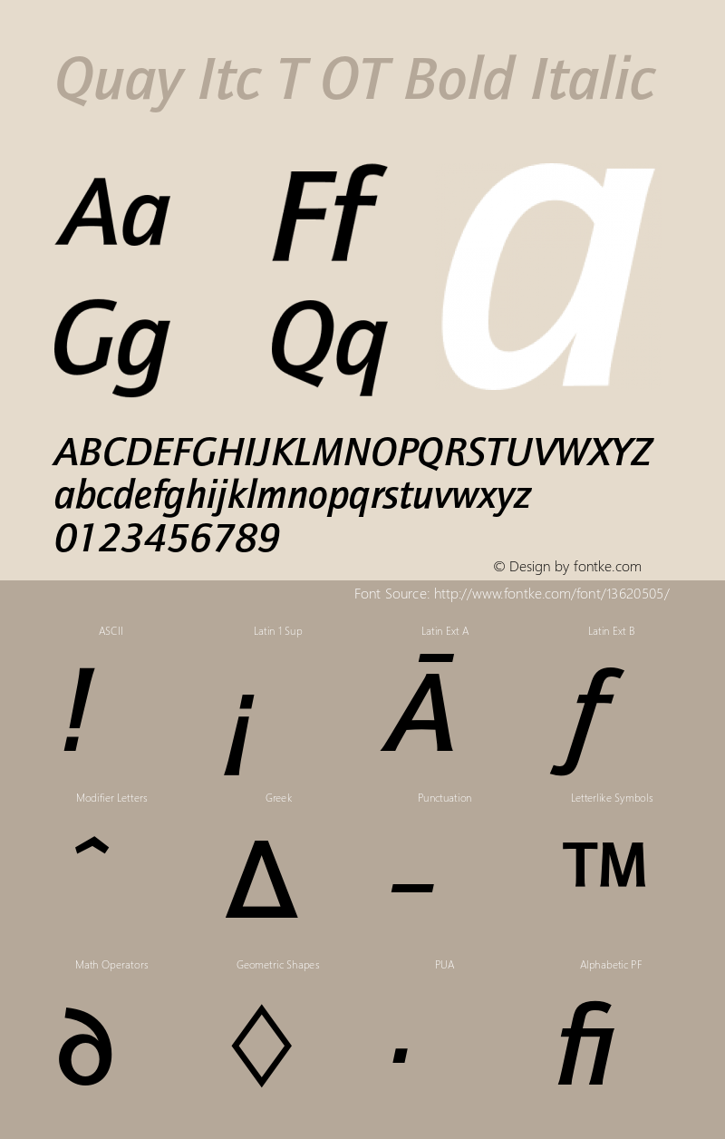 Quay Itc T OT Bold Italic OTF 1.001;PS 1.05;Core 1.0.27;makeotf.lib(1.11) Font Sample