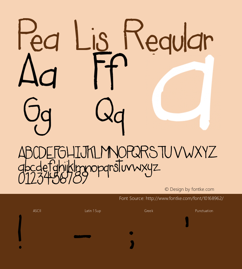 Pea Lis Regular Version 1.01 May 5, 2006 Font Sample