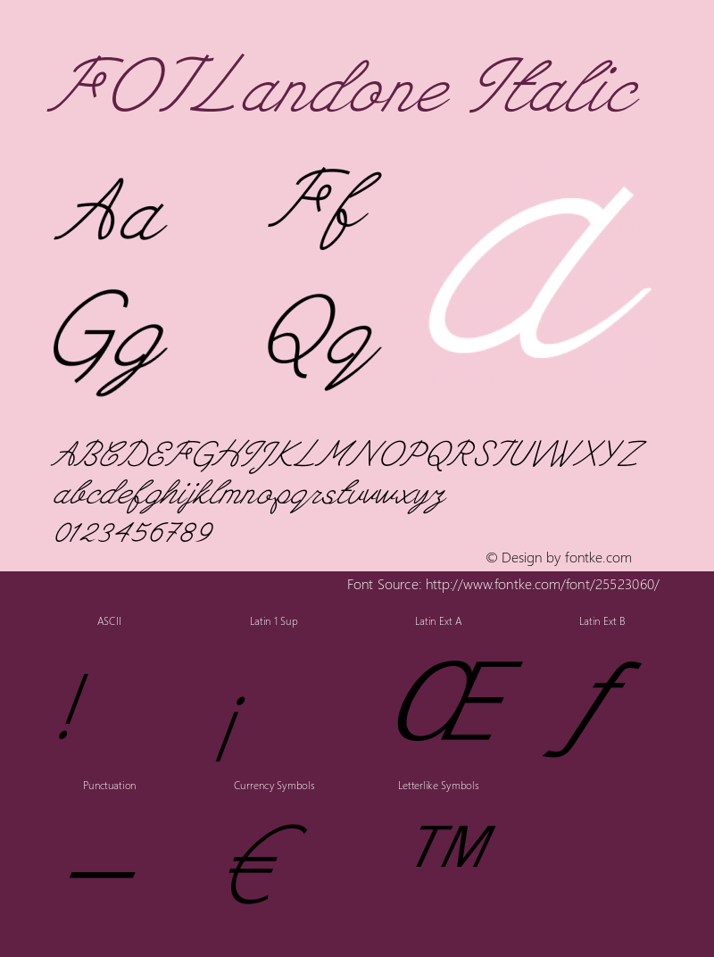 FOTLandone-Italic Version 1.000 Font Sample