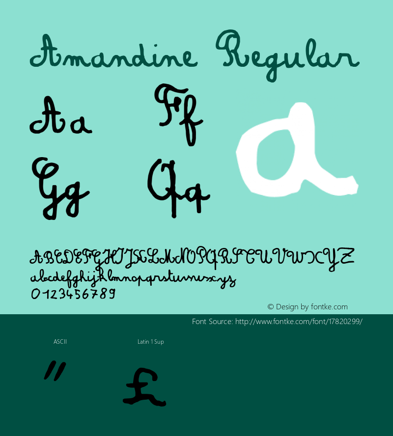 Amandine Regular 1998; 1.0, initial release Font Sample