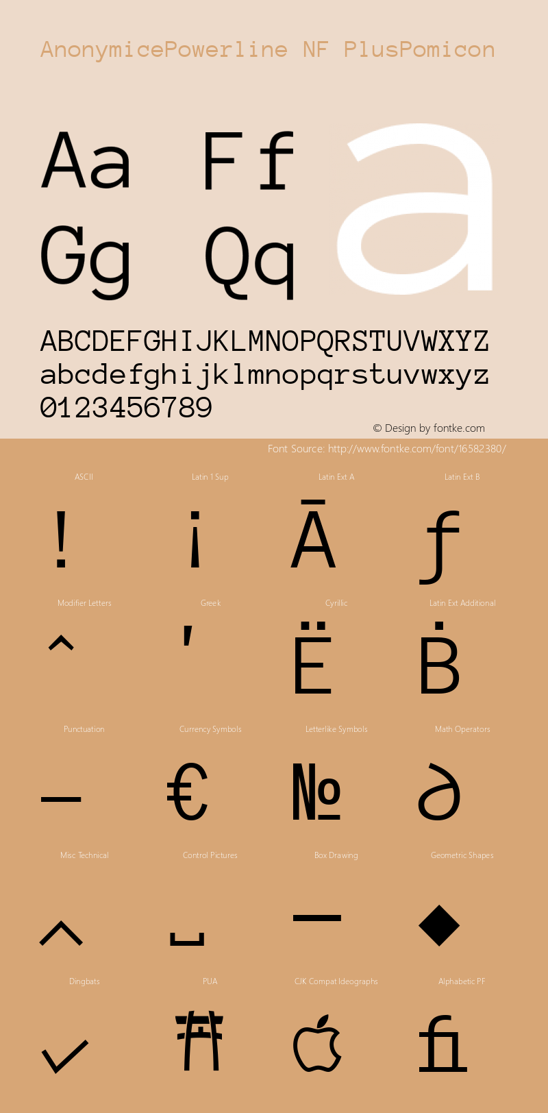 AnonymicePowerline NF PlusPomicon Version 1.002 Font Sample