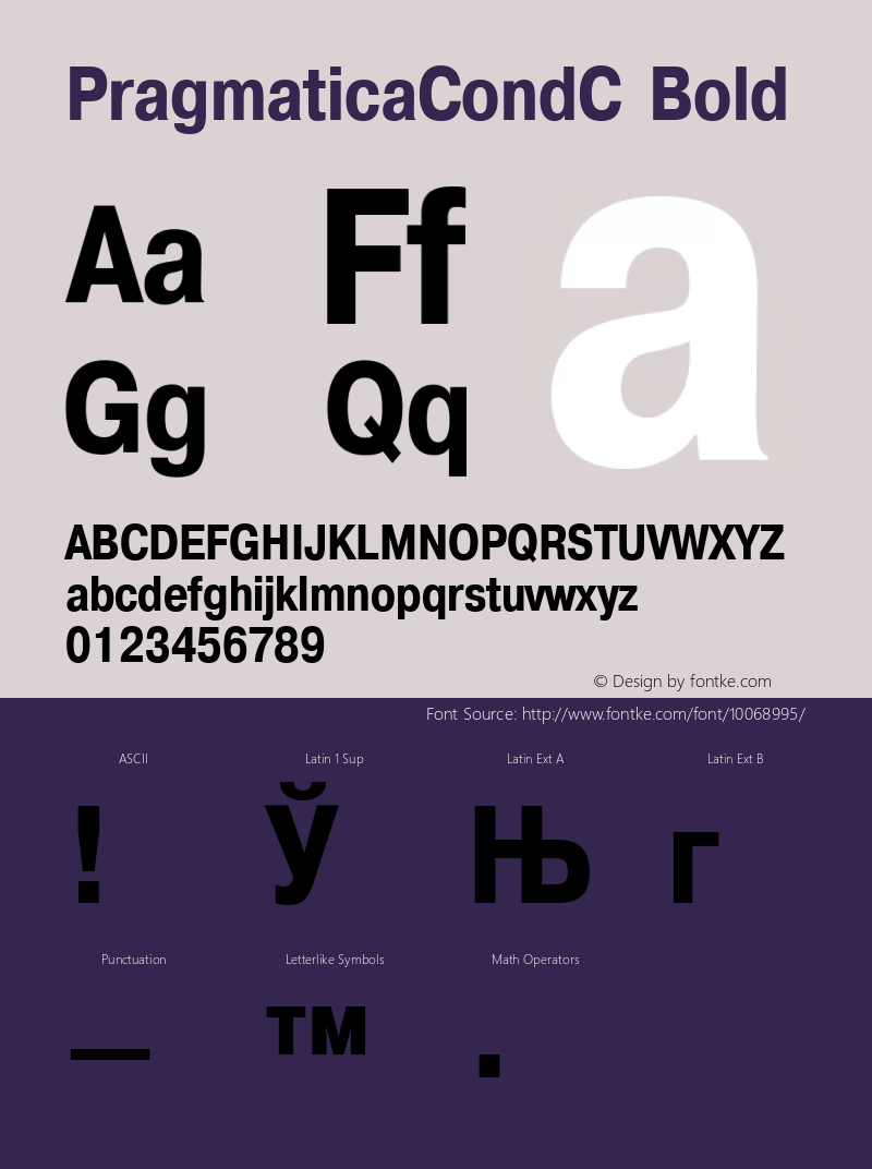 PragmaticaCondC Bold 1.0 Thu Jun 17 20:10:34 1993 Font Sample