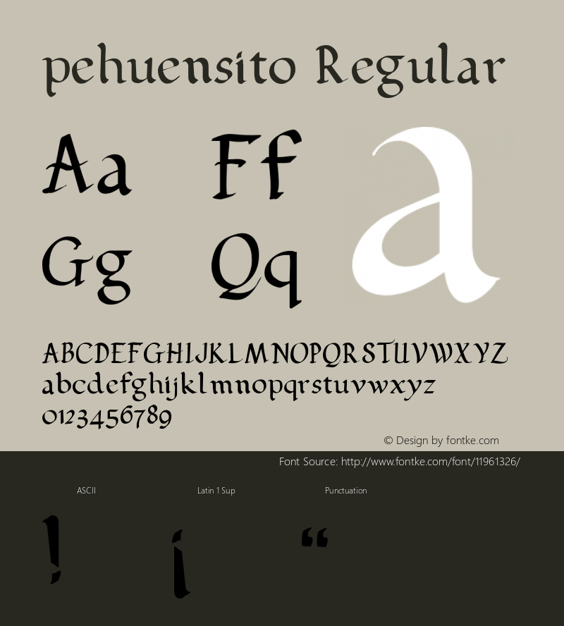 pehuensito Regular Version 1.0 Font Sample