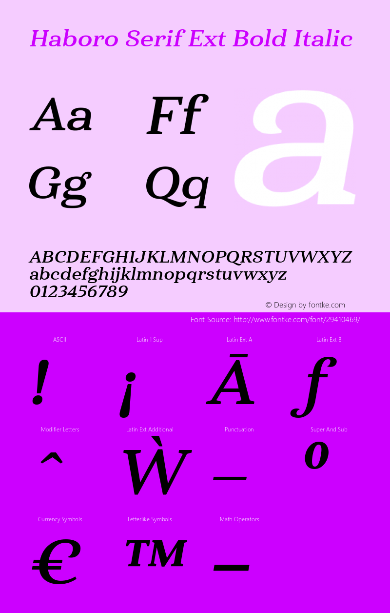 HaboroSerifExt-BoldItalic Version 1.0 | wf-rip DC20161010 Font Sample