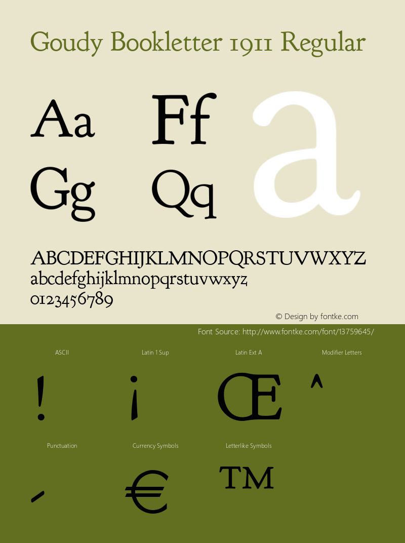 Goudy Bookletter 1911 Regular Version 2008.02.06 Font Sample