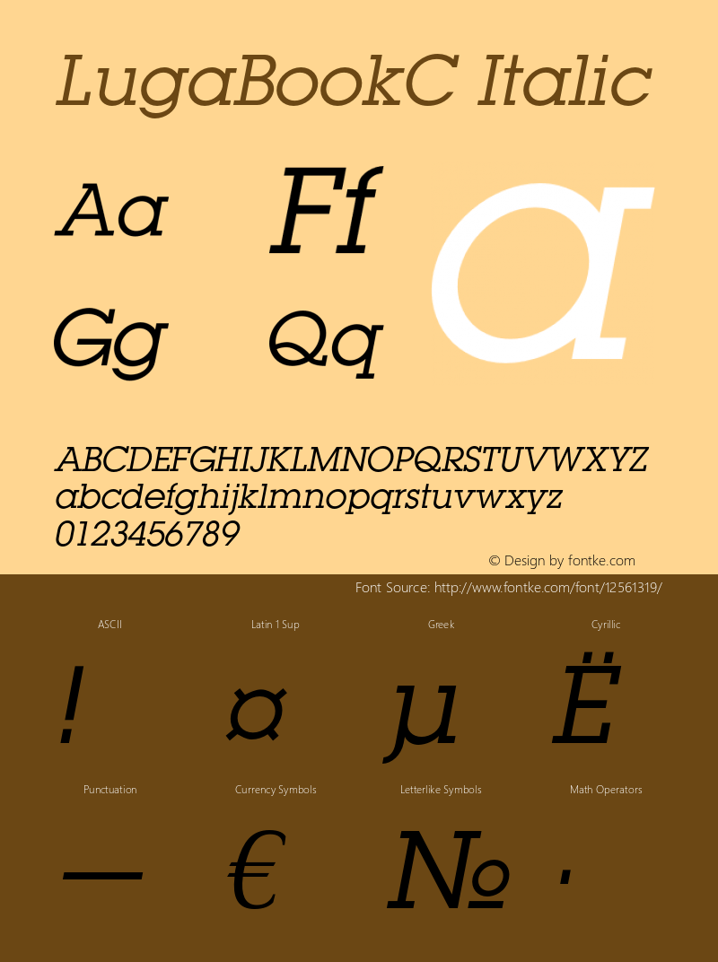 LugaBookC Italic OTF 1.0;PS 1.000;Core 116;AOCW 1.0 161 Font Sample