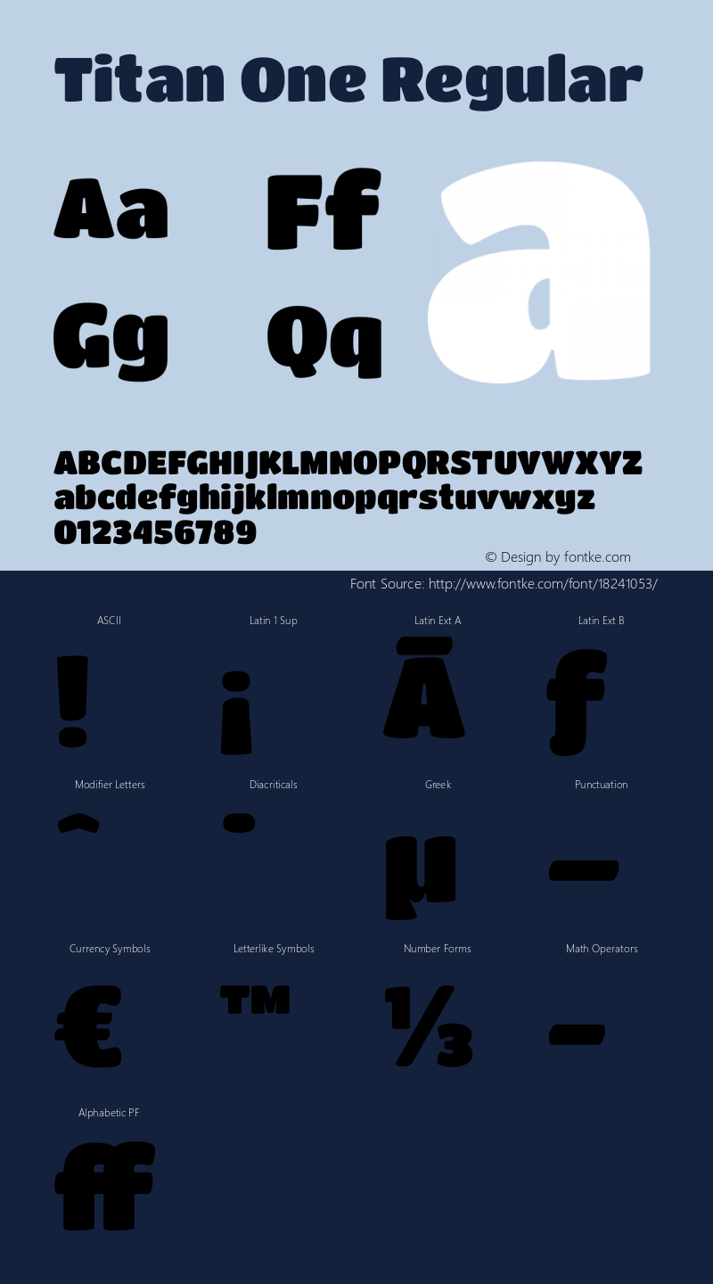 Titan One Regular Version 1.001 Font Sample