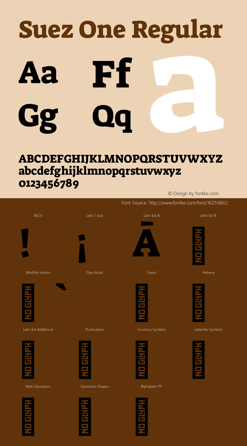 Suez One Regular Version 1.000 Font Sample