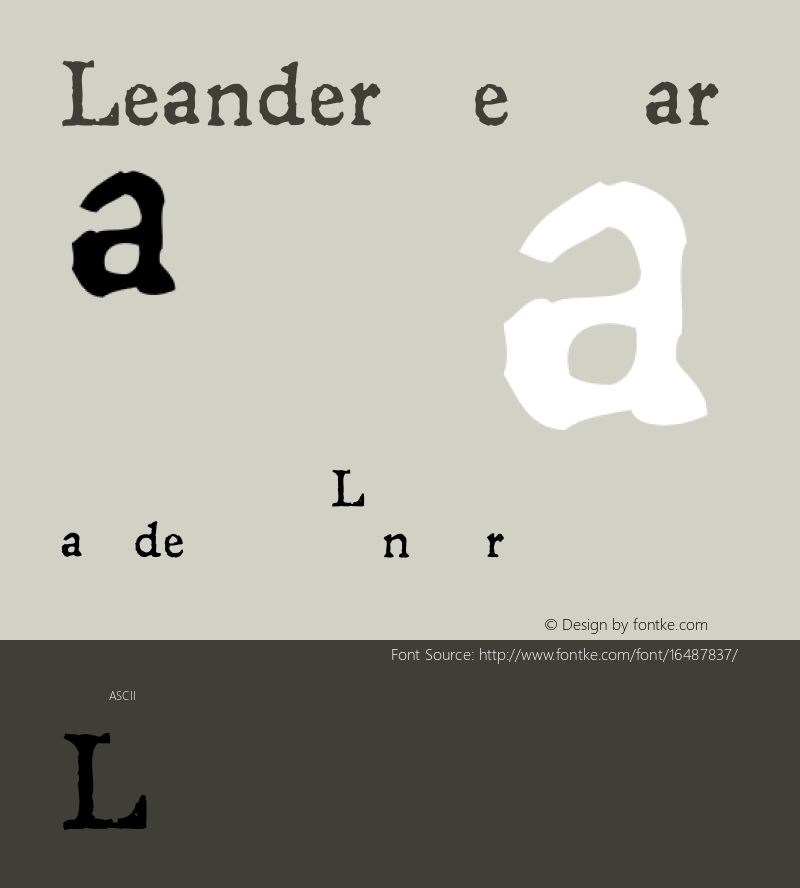 Leander Regular Unknown Font Sample