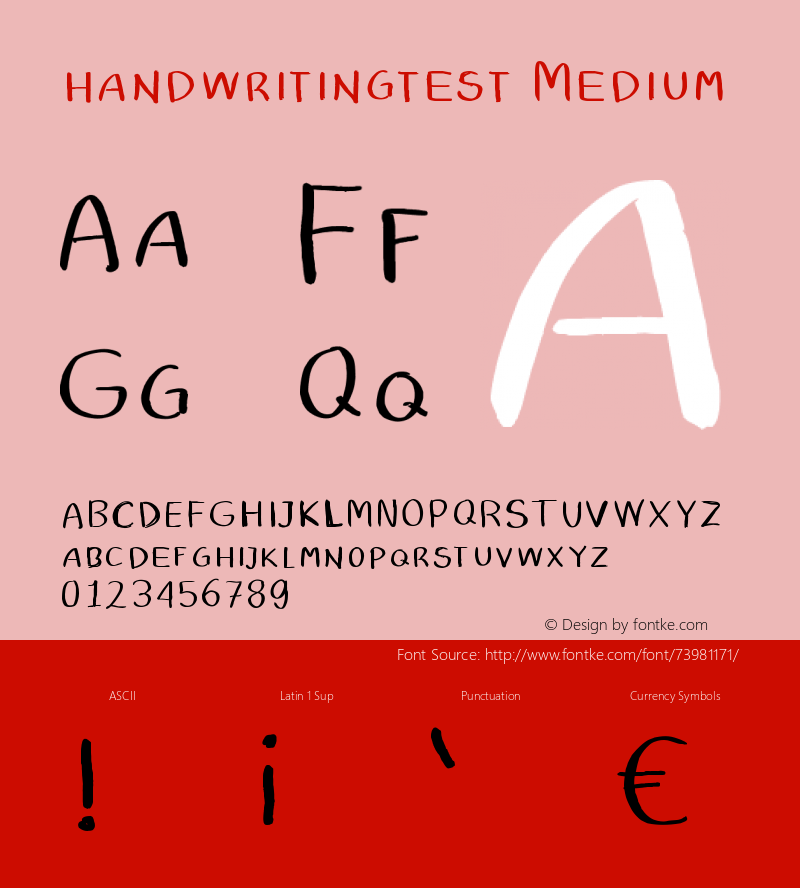 handwritingtest Version 001.000 Font Sample