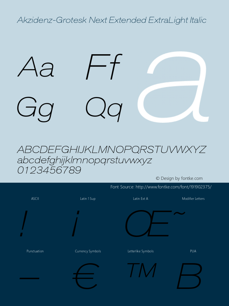 Akzid-Grtsk Next XLight Ext Ita Version 001.001;Core 1.0.01;otf.5.04.2741;13.02W图片样张
