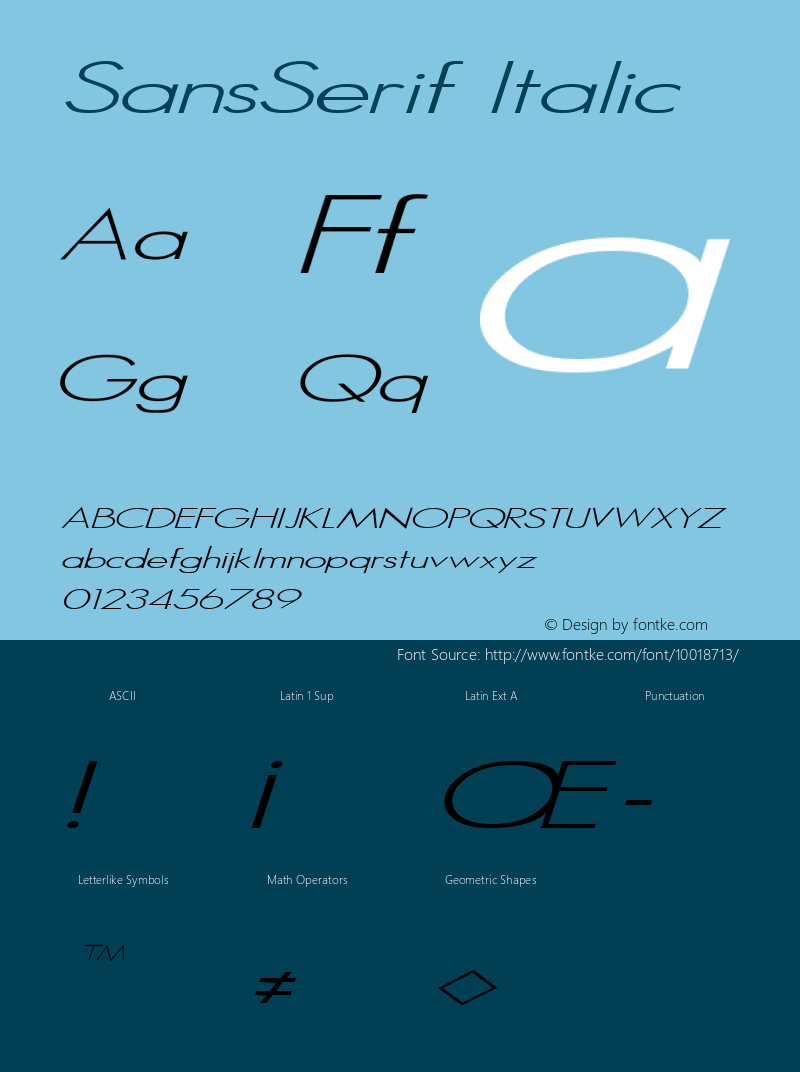 SansSerif Italic Altsys Fontographer 3.5  3/29/92 Font Sample