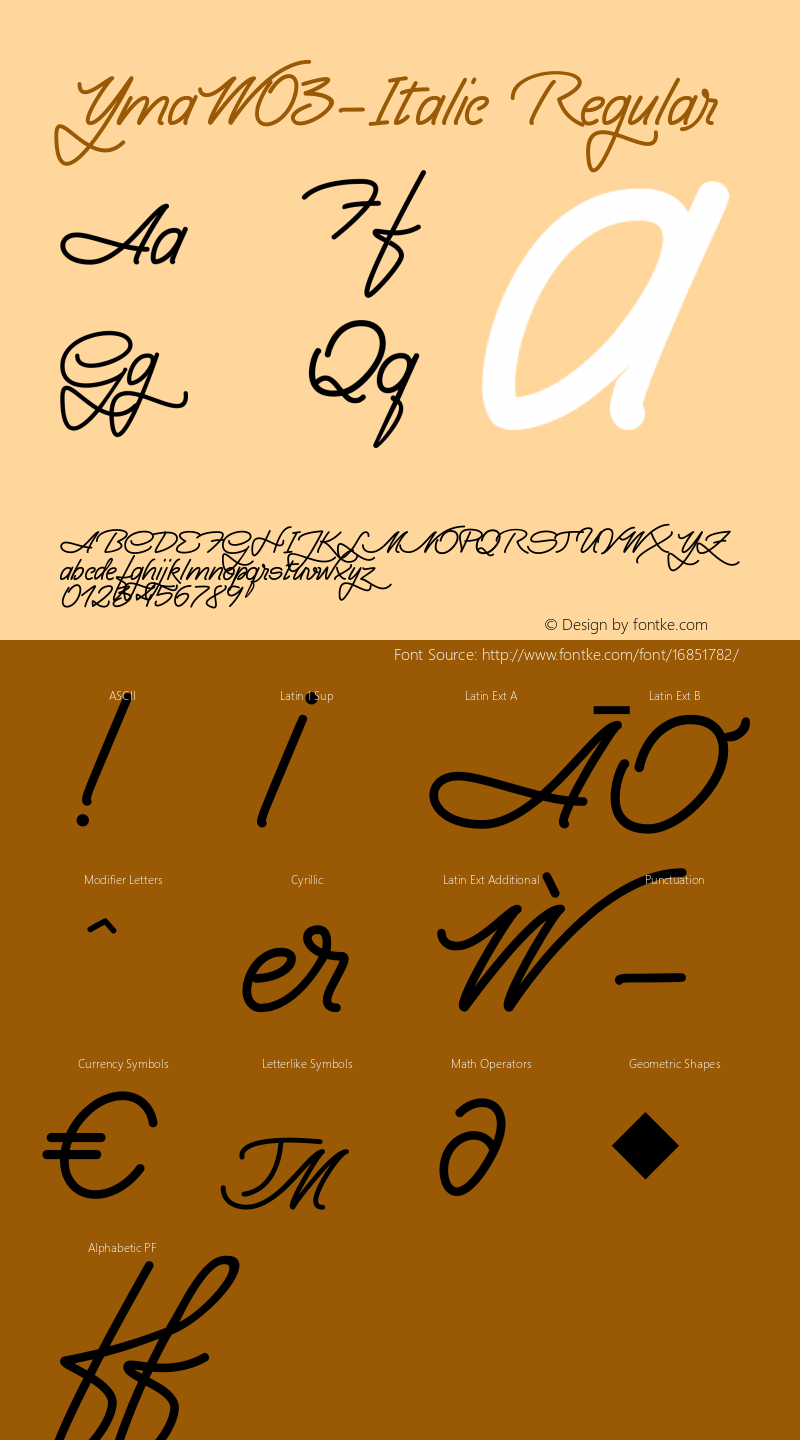 YmaW03-Italic Regular Version 1.00 Font Sample