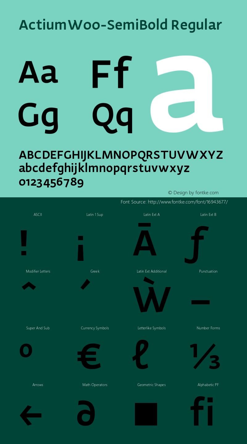 ActiumW00-SemiBold Regular Version 1.20 Font Sample