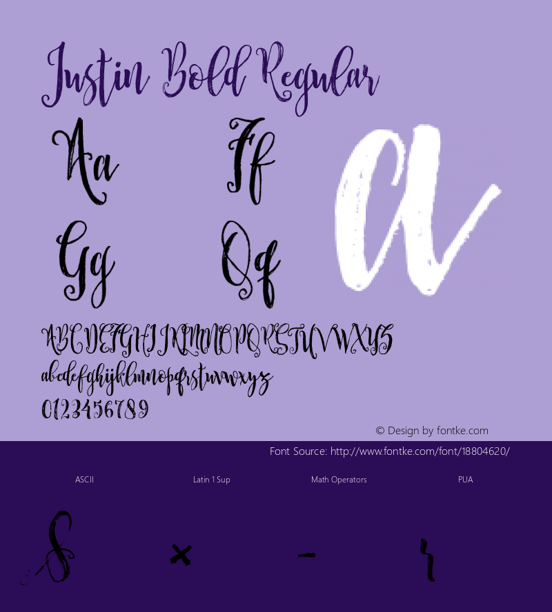 Justin Bold Regular Version 1.000;PS 001.001;hotconv 1.0.56 Font Sample