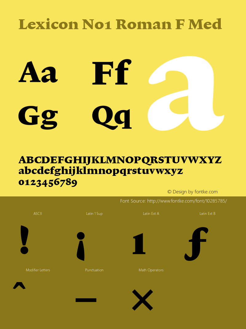 Lexicon No1 Roman F Med 001.000 Font Sample