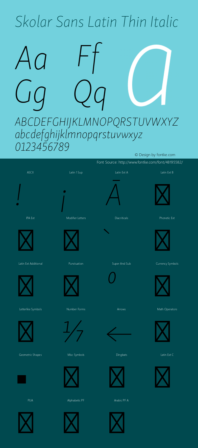 SkolarSansLatn-ThIt Version 2.004;PS 2.003;hotconv 1.0.88;makeotf.lib2.5.647800 Font Sample