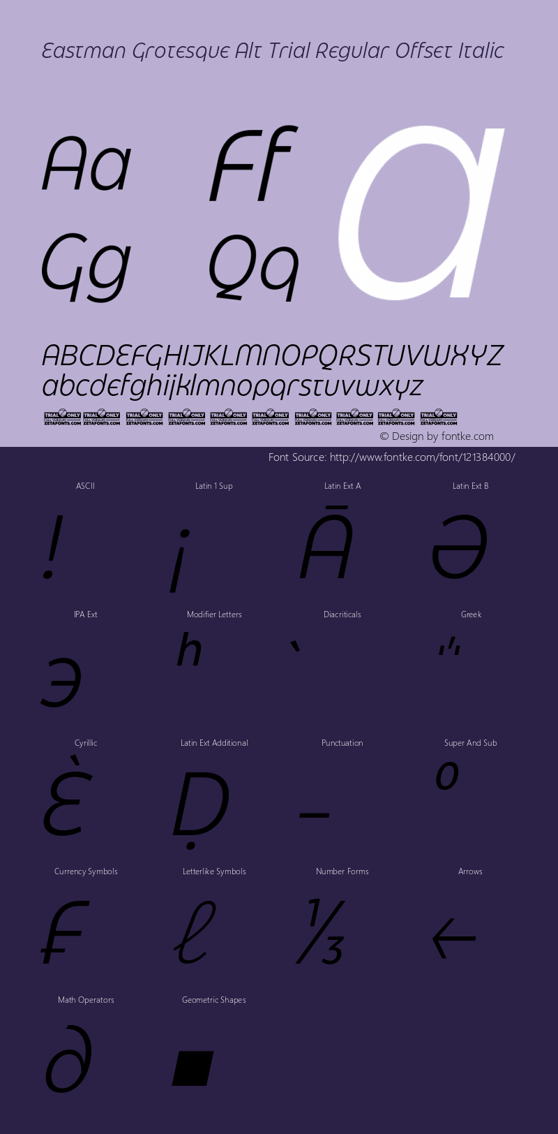 Eastman Grt Alt Trial Offset Ita Version 1.001;hotconv 1.0.109;makeotfexe 2.5.65596 Font Sample
