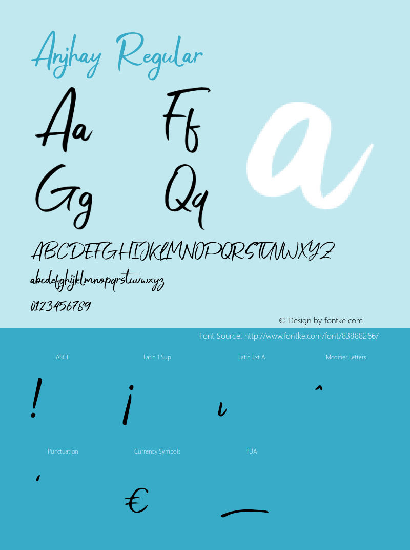 Anjhay Version 1.000 Font Sample