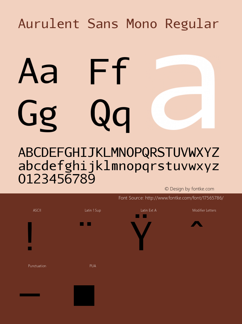 Aurulent Sans Mono Regular Version 2007.05.04 Font Sample