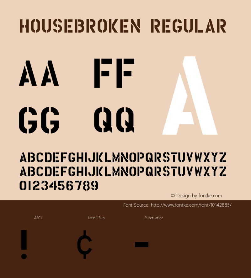 HouseBroken Regular Version 1.000;PS 001.000;hotconv 1.0.38 Font Sample