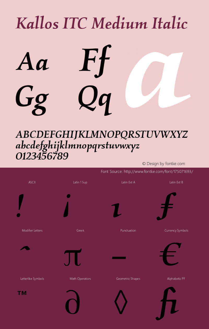 Kallos ITC Medium Italic 005.000图片样张