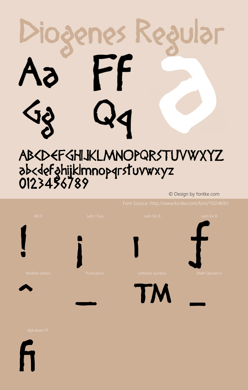 Diogenes Regular Version 001.000 Font Sample