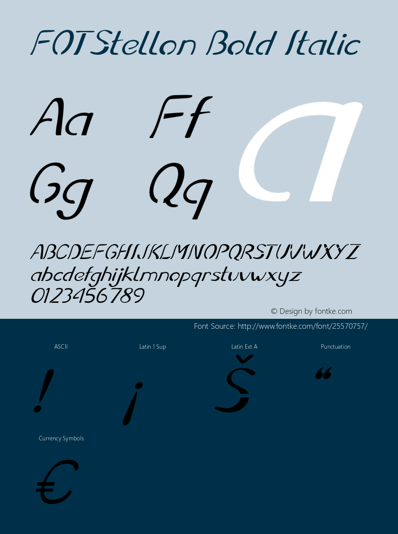 FOTStellon-BoldItalic Version 1.000 Font Sample