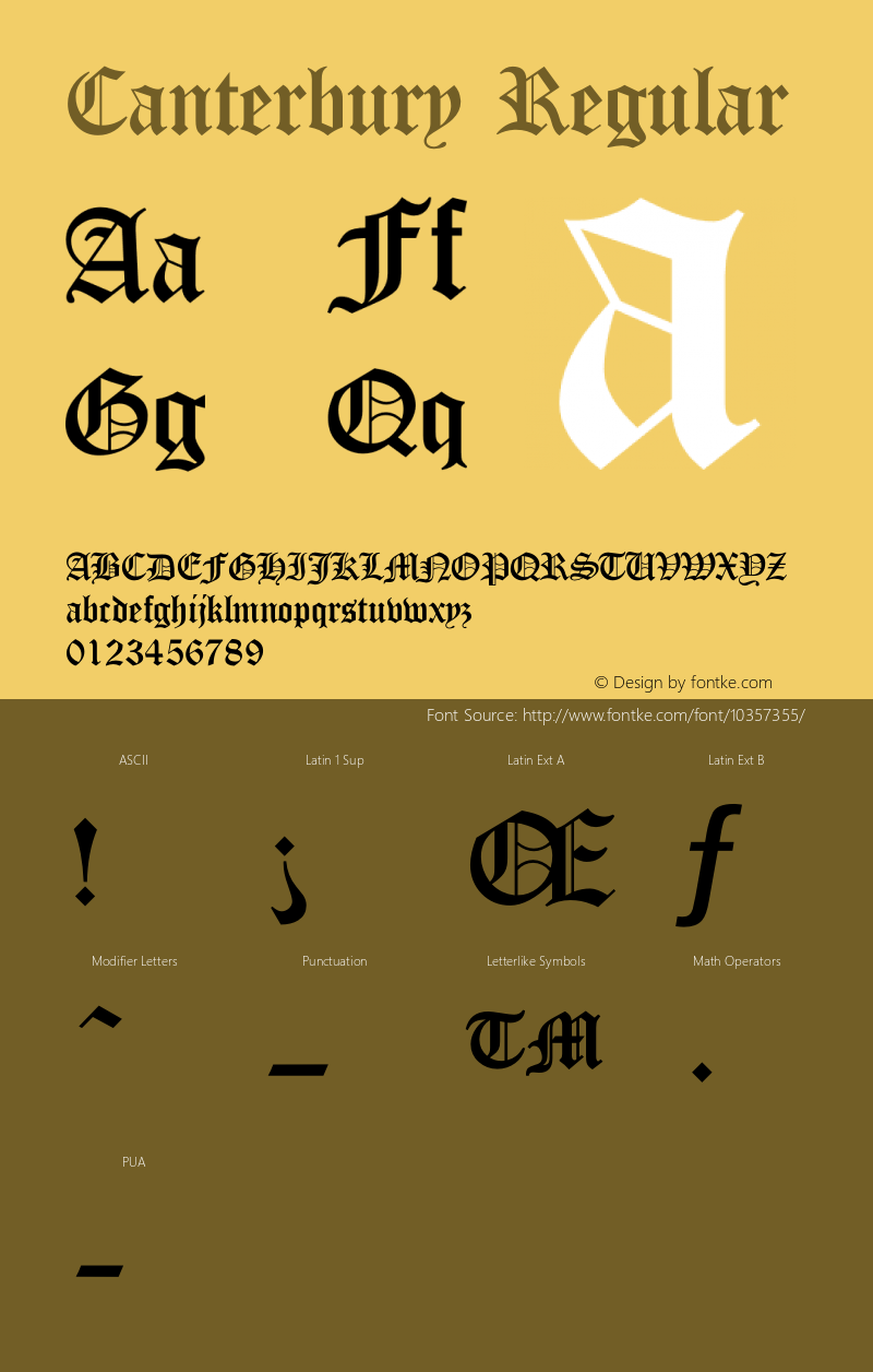 Canterbury Regular Version 1.101;PS 001.001;hotconv 1.0.38 Font Sample