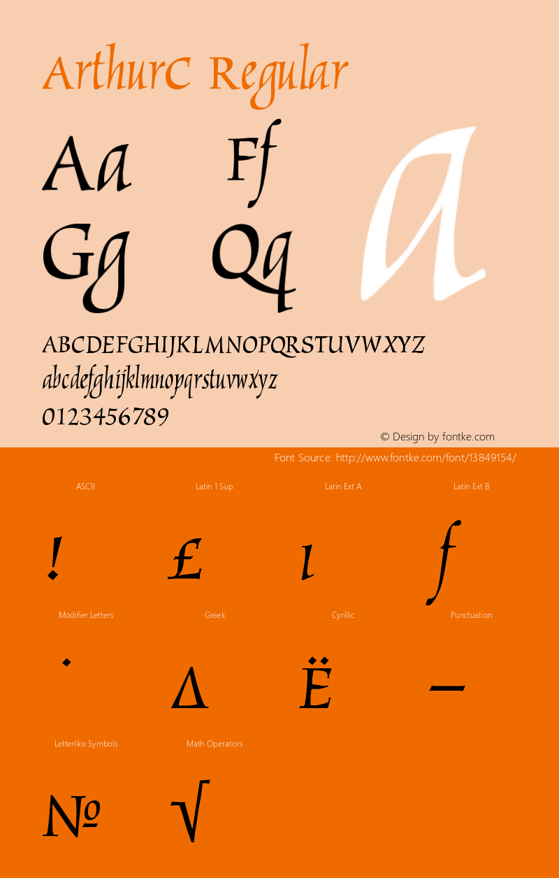 ArthurC Regular Version 001.000 Font Sample